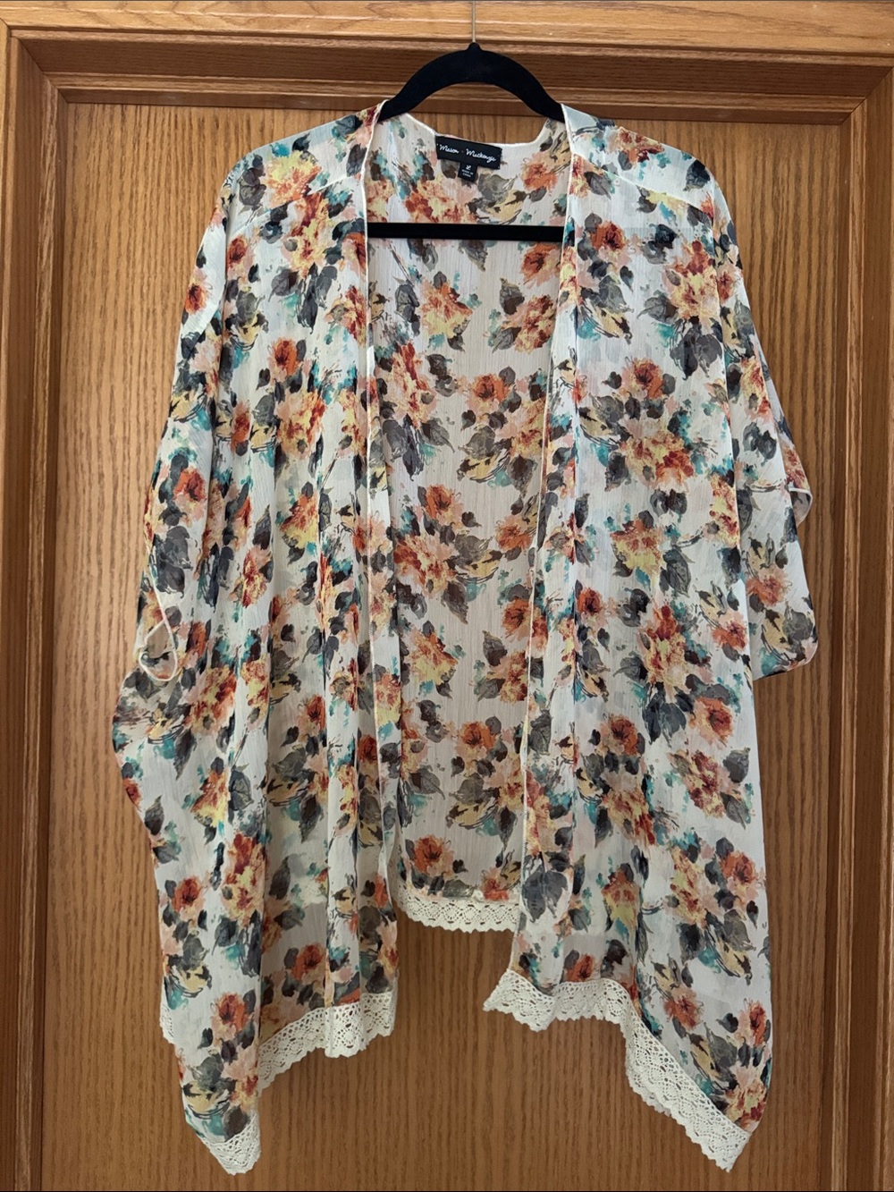 Mason + Mackenzie Floral Sheer Kimono - Cream Multi